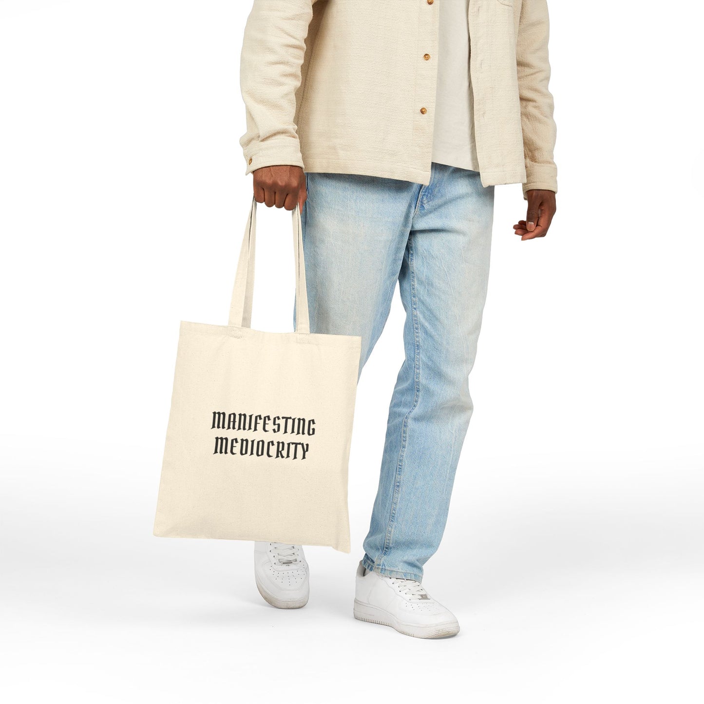 Manifesting Mediocrity Tote Bag, Cotton Canvas Bag, Eco-Friendly Shopping Bag, Reusable Grocery Tote, Gift for Students