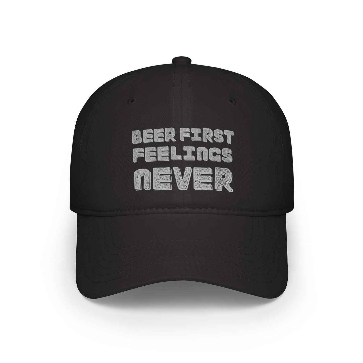 Beer First Feelings Never | Low Profile Baseball Cap for Beer Lovers | Perfect Gift for Birthdays, BBQs, and Parties