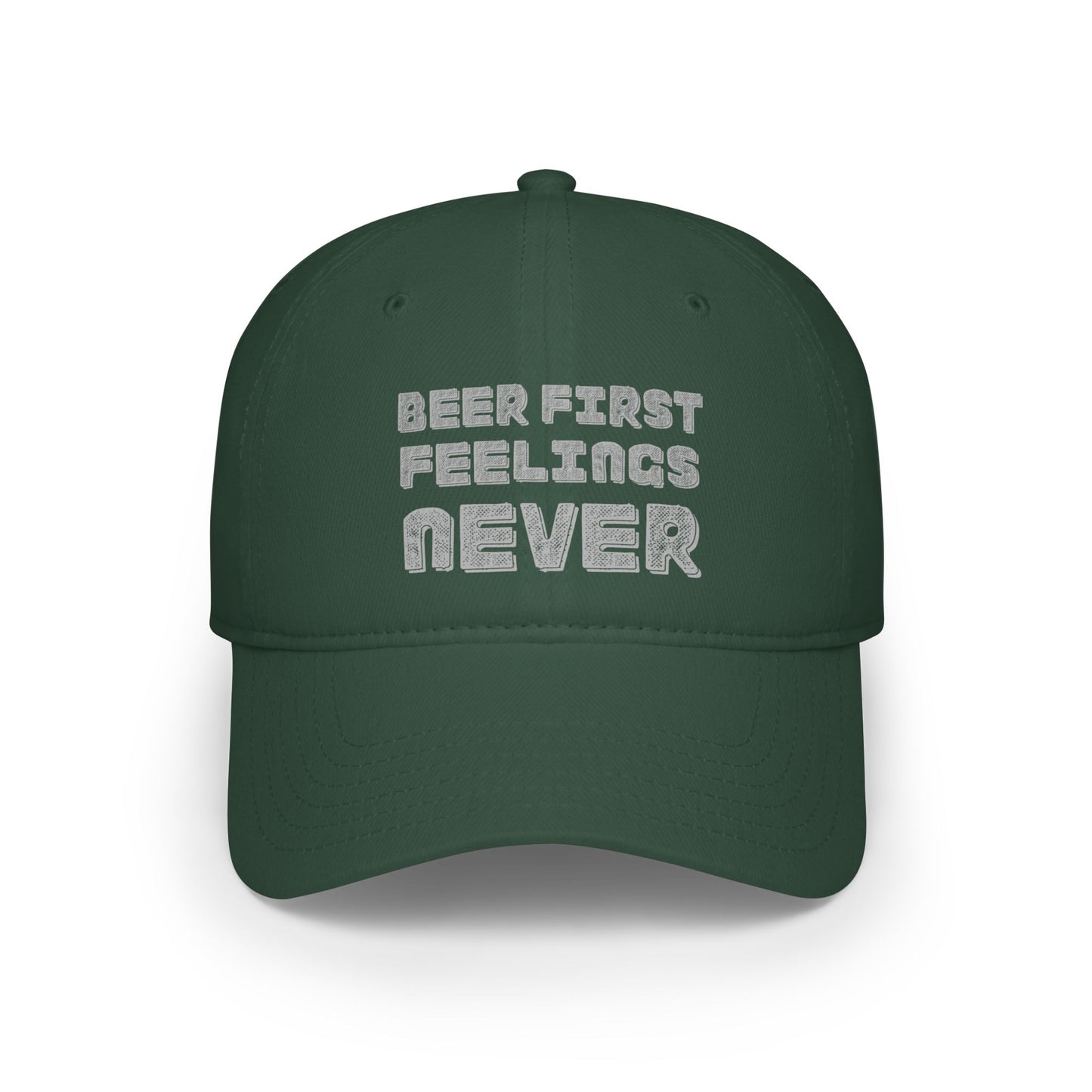 Beer First Feelings Never | Low Profile Baseball Cap for Beer Lovers | Perfect Gift for Birthdays, BBQs, and Parties